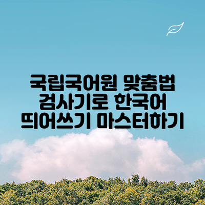 국립국어원 맞춤법 검사기로 한국어 띄어쓰기 마스터하기