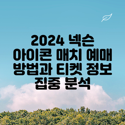 2024 넥슨 아이콘 매치: 예매 방법과 티켓 정보 집중 분석