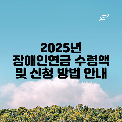 2025년 장애인연금 수령액 및 신청 방법 안내