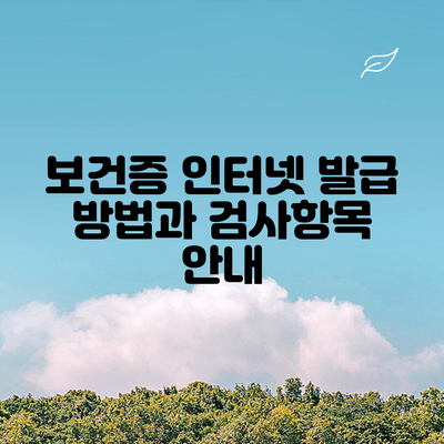 보건증 인터넷 발급 방법과 검사항목 안내