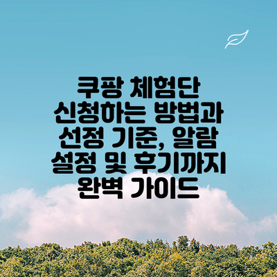 쿠팡 체험단 신청하는 방법과 선정 기준, 알람 설정 및 후기까지 완벽 가이드